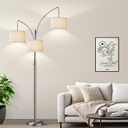Nintiue Dimmable Floor Lamp - 3 Lights Silver Floor Lamps for Living Room with White Shades & Heavy Base, Mid Century Tree Floor Lamp for Bedroom Office, 3 LED Bulbs Included