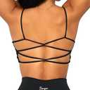 Danysu Backless Sports Bra Soft Workout Tops with Removable Padded Yoga Training Bras Strappy Going Out Top Size M