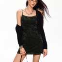 Milumia Women‘s Summer Mini Dress 90s Boho A Line Mesh Short Dresses (Black, M)
