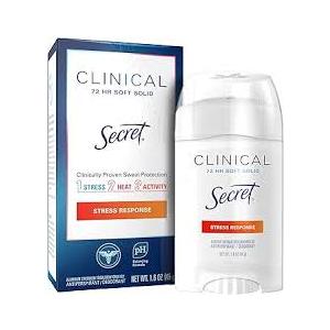 Secret Clinical Strength Antiperspirant Deodorant for Women, Stress Response, 100hr Sweat & Odor Protection, 3X Stress Protection with Hyaluronic Acid, PH Balanced, Invisible Solid, 1.6 oz (Pack of 1)