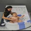 Collapsible Baby Bathtub with Soft Cushion and Thermometer, Newborn to Toddler Tub 0-36 Months with Toy Storage Mesh Bag, Portable Travel Bath for Infants (Grey)