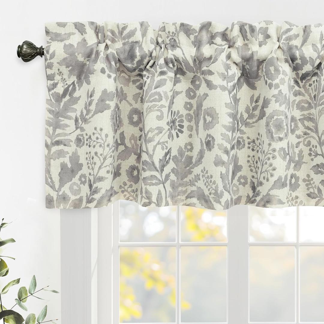 DriftAway Julia Lined Valance Double Layer Thermal Insulated Room Darkening Blackout Valances 3 Inch Rod Pocket Window Valance for Bathroom Living Room 52 Inch by 18 Inch Linen Gray