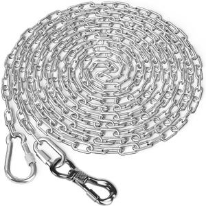 Tresbro Heavy Duty Dog Chains for Outside, 15FT Stainless Steel Tie Out Cable with Swivel Hook for Small Medium Dogs, Metal Chew Proof Pet Runner Chain Leash Lead for Outdoor Camping Hiking Yard, 3MM