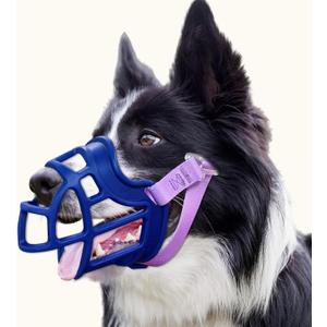 Basket Muzzle Allows Panting Drinking, Anti Biting Chewing, Suitable for Grooming Trimming Training, for Small Medium Large Dogs (Blue, Size 4)