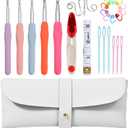 Crochet Hooks Set 6.5 mm 7.0mm 8.0mm 9.0mm 10.0mm Crochet Hook Kit, Ergonomic Crochet Hooks for Arthritis Patientst with Leather Case (White)