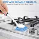 SetSail Dish Brush with Handle, 2 Pack Stiff Bristles Dish Scrubber with Built-in Scraper Dish Scrub Brushes for Cleaning Dishes, Pots and Pans, Kitchen Sink (Black-blue)
