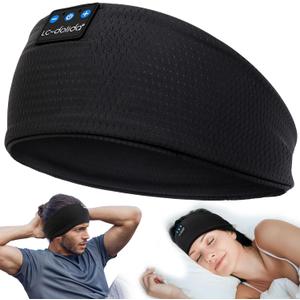 LC-dolida Sleep Headphones Headband Bluetooth 5.4, Headband Earphones Wireless with USB C Charge Port, Sleep Mask for Sleeping, Sports, Gifts, Workout, Jogging, Yoga, Insomnia, Air Travel, Meditation (Obsidian)