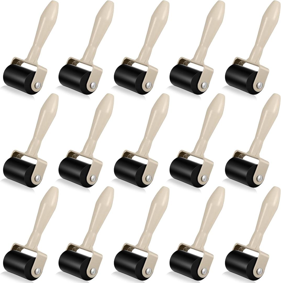 Frienda 15 Pcs Rubber Roller 1.9 Inch Rubber Brayer Ink Roller for Gluing Printing Inking Block Paper Crafting Press Printmaking Wallpaper Stamping Scrapbooks