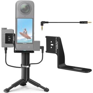 CYNOVA Mount for Insta360 X5 Accessories, Insta 360 X5 Cold Shoe Mount, Invisible Mic Bracket Designed Specifically for DJI Mic Miniwith 3.5mm Audio Cable and Fixed Velcro