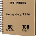 Modern Shop Scrapbook Album | Extra Thick Kraft Paper with Hardcover - 12 x 12 250 gsm, 50 sheet