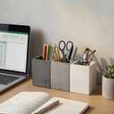 MyGift Pen Holder Pencil Holder For Desk,Pen Cup Holder For Desk,Concrete Desktop Pencil Cup,Modern Gray-Tone,Set of 3