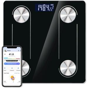 Digital Body Scale Trnr-BDYSCLE-BLK, Home Essential Body Weight Scale for People, Durable Bathroom Accessory, Compatible with Apple and Android OS, Workout and Fitness Equipment
