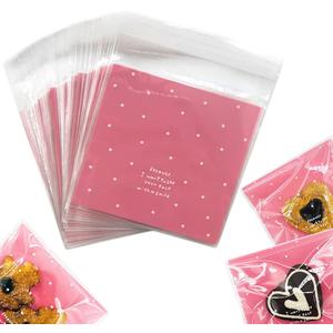 100pcs Pink Self-Adhesive Treat Bags  Small Cellophane Cookie Bags for Candy, Bakery, Party & Wedding Favors (3.94 x 3.94)