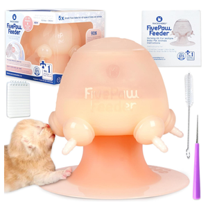 Race&Herd FivePaw Puppy Feeders Milk Nursing Bottle for 5 Puppies – Silicone Nipple Bottle for Newborn Pets – Multi-Pup Nursing Station Puppy Feeder with Nipples (12.8 fl oz, Natural)