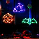 Halloween Decorations 3 Pack Orange Pumpkin Green Spider Purple Witch Hat Lights with Suction Cup Battery Operated Halloween Lights,Slow Fade Mode & Timer for Windows, Bedroom, Porch