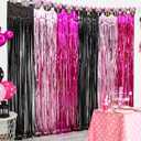 LOLStar 3 Pack Cartoon Mouse Birthday Party Supplies,3.3x6.6 ft Black Pink Fuchsia Tinsel Foil Fringe Curtains,Cartoon Mouse Photo Booth Prop Streamer Backdrop, Kawaii Party Decoration for Girls Baby