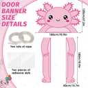 Axolotl Winter Birthday Party Decorations Pink Axolotl Door Cover Arch Decor Front Door Porch Banner Backdrop Wall Decor for Indoor Outdoor Yard Garage Cartoon Archway Baby Shower Party Supplies