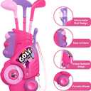 Liberry Toddler Golf Set with Putting Mat for 2 3 4 Years Old Boys Girls, Upgraded Kids Golf Cart with Unique Shoulder Strap Design, Indoor and Outdoor Golf Toys Gifts (Pink)