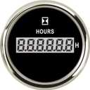 52MM 2" Hour Meter Gauge Red Backlight for Marine Boat 9-32V Waterproof (Silver)