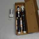 Flameless Taper Candles with Remote Battery Operated CandleSticks with Flickering Light Set of 2 Real Wax Handmade Skeleton Couple LED Window Candles for Halloween Horror Party Gothic Wedding Decor