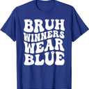 Winners Wear Blue Team Spirit Week Game Sports Day Groovy T-Shirt (Blue, M)