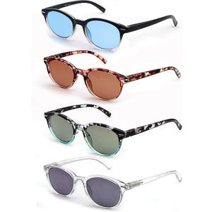 Reading Sunglasses Womens Round Readers Sunglasses +1.50 for Small Head/Petite Face Sun Readers Lightweight&Comfortable Fit 4 Pack