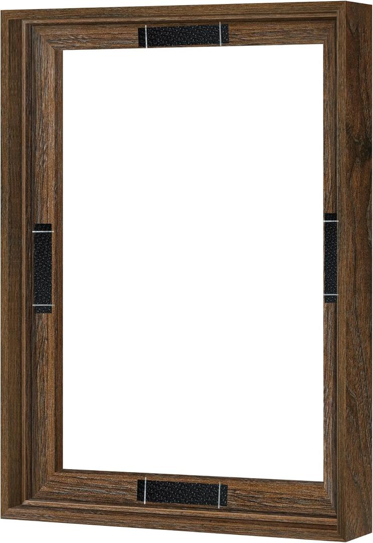 Abtgt 12x16 Canvas Floating Frame with 0.9" Deep, Brown Floater Frame for Canvas Paintings with Adhesive, Vertical or Horizontal Wall Art frame for Prints Oil Painting Diamond Decor, 1 Pack.