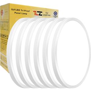 15.8 Inch 6PK LED Flush Mount Ceiling Light, 32W, 3480LM, 3000K/4000K/6000K CCT Selectable, White Ultra-Slim Low Profile Round Flat Panel Light for Bedroom,Kitchen,Hallway