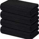 Homaxy Microfiber Waffle Weave Kitchen Towels, 16 x 28 Inch Ultra Absorbent and Solid Color Dish Towels, 4 Pack, Black