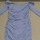 SOLY HUX Girl's Square Neck Long Sleeve Ruched Bodycon Mini Dress (Light Blue), 12 Years Old