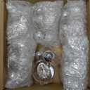 Domensi 12 Pcs Glass Holy Water Bottles 0.5 Floz Embossed Catholic Baptism Favor Christian Water Container Bulk for Guest Communion Church Gift Wedding Decor (Silver, Immaculate Heart of Mary Round Cap)