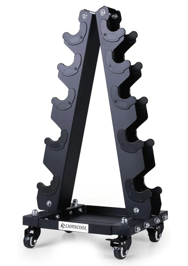 LIONSCOOL Premium Solid Steel Dumbbell Rack Stand Only, A-Frame Portable Weight Storage Organizer with Optional Tray and Wheels, Perfect for Home Gym Fitness Storage (90LBS/200LBS/300LBS/700LBS