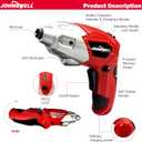 3.6V (RED) CORDLESS SCREWDRIVER 32+1pc USB Small Power Screwdriver Set.