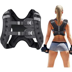 Prodigen Weighted Vest for Women and Men 8 12 16 20 25 30 Lbs with Reflective Stripe and Double Adjustable Buckle Straps Weight Vests for Strength Training, Jogging, Cardio, Weight Loss (Black, 12LBS)