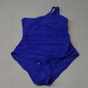 Women One Shoulder One Piece Swimsuit Tummy Control Bathing Suits Modest Full Coverage Cutout Swimwear (Medium, Royal Blue)