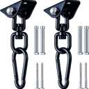 Hammock Hanging Kit, 360 Rotating Heavy Duty Swing Chair Hook 1200 lbs Capacity, Ceiling Mount Hammock Chair Hardware with Carabiner for Indoor Outdoor Yoga, Tree, Porch, Seat, Home Gym (2PCS, Black)