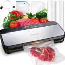 Vacuum Sealer Machine, Food Sealer Machine 80KPA Automatic 8-IN-1 for Food Saving Dry/Moist Mode with Build-in Cutter&Storage, Air Suction Hose, Digital Countdown, Bag Roll, 11 Vacuum Bags