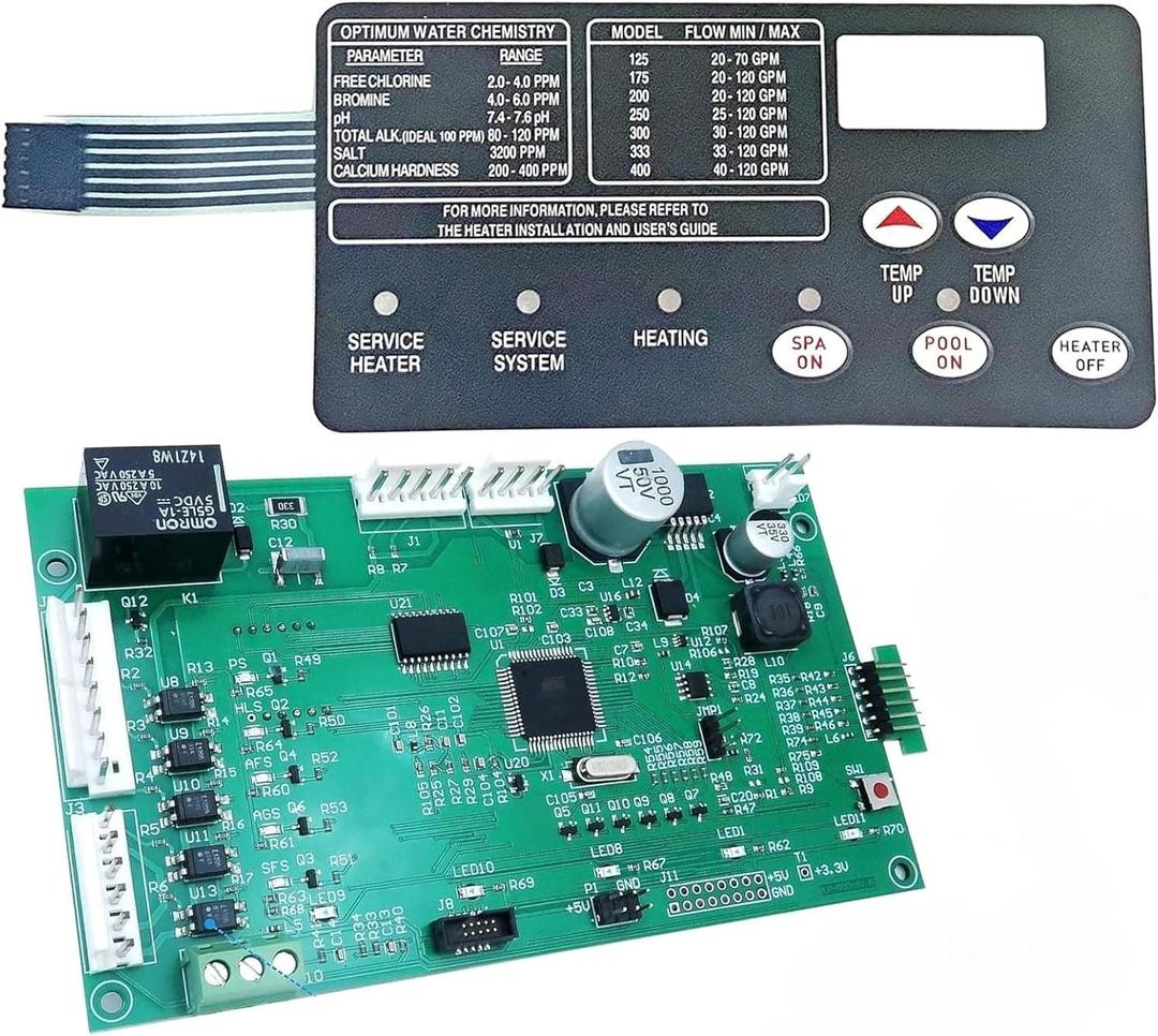 42002-0007S 461105 Pool Heater Control Board Kit with 472610Z Switch Membrane Pad for Pentair Mastertemp 400 Control Board for Mastertemp Sta-Rite Max-E-Therm NA & LP Series