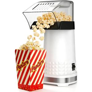 1200W Hot Air Popcorn Popper ETL Certified Oil-Free Healthy Popcorn Maker Machine with 4.5 Quart Large Capacity, 2-Minute Fast Electric Popcorn Machine for Movie Night, Party, Snack, White