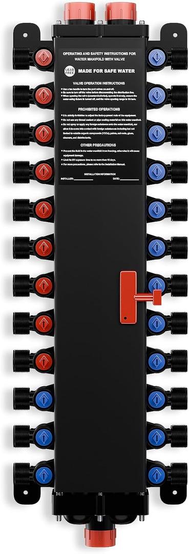 24-Port PEX Manifold Compatible with Viega ManaBloc 50243, 50243-15 Cold 9 Hot