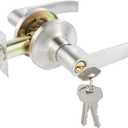 Door Lock 1 Pack Satin Nickel Keyed Wave Door Handle with Keys Door Handles for Bedroom - Enhance Your Security and Style (1)