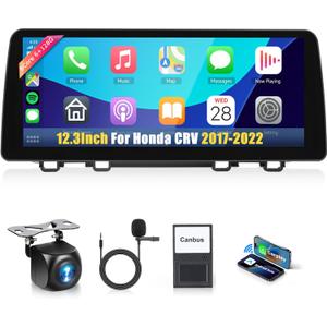 12.3" Car Stereo for Honda CRV 2017-20228Core 6+128G Wireless Carplay Android Auto,1920x720P IPS Touch Screen Radio,Android13/GPS/WiFi/32EQ DSP/59UI/Bluetooth5.0/DAB/FM/SWC/Backup Camera&Mic