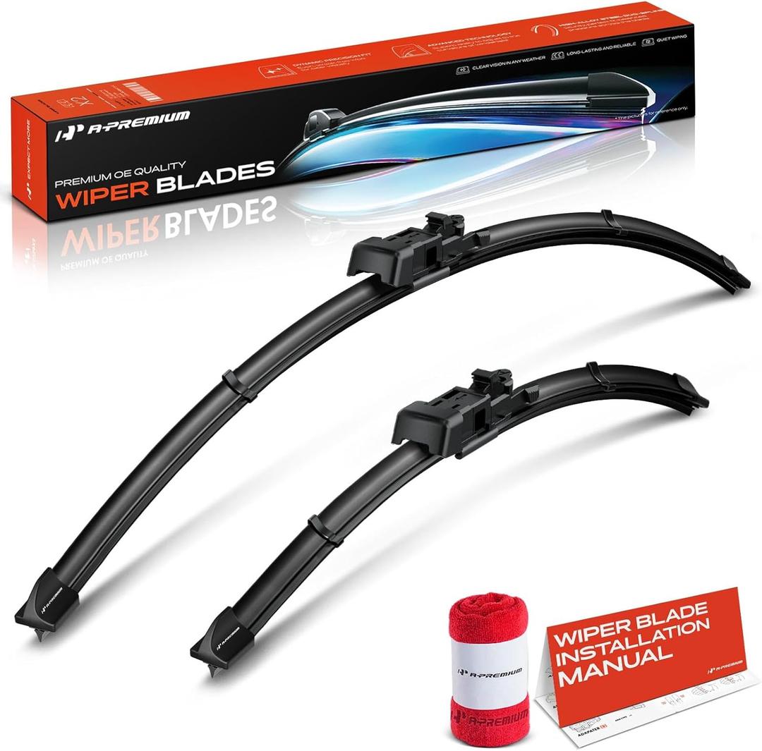 A-Premium 28"+18" Windshield Wiper Blades Compatible with Tesla Model S 2012-2024 - TLP Connector, All-Season Wipers with Wear Indicator & Towel, Left and Right (Pack of 2)