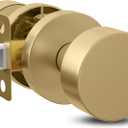 Mega Handles Buena Passage Door Knob for Hallway, Closet and Bathroom, Reversible Heavy Duty Design Door Knobs, Fits All Standard Door Sizes, Screws Included - Satin Brass (1 Pack)