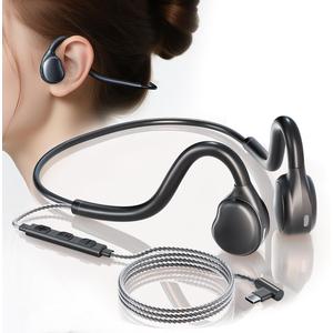 USB-C Wired Headphones,Open Ear Headphones with Mic, Plug in Headset with Premium Sound Type-C Headset Perfect for with Laptop, New iPhone 15 & 16, Samsung & Android Type C Phones, Black