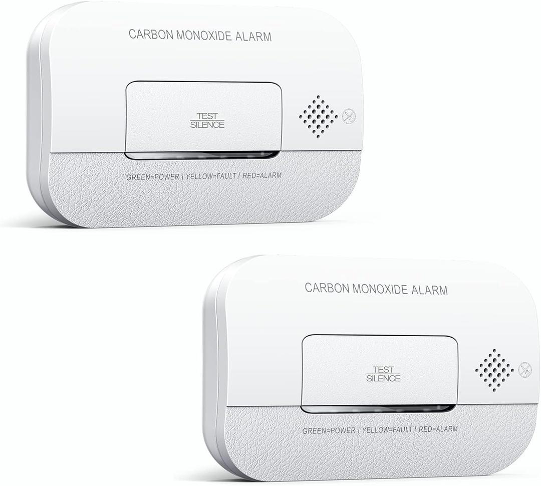 Ecoey Carbon Monoxide Detectors, 10-Year CO Detector with Human Alarm Sounds and Test Button, Carbon Monoxide Alarm with Electrochemical Technology and Low Battery Signal for Home, FJ127, 2 Packs