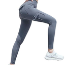 Cargo Leggings with Pockets for Women High Waisted Elastic Yoga Lounge Pants, Gray, Small