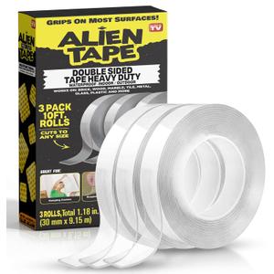 ALIEN TAPE Double Sided Tape Heavy Duty, Nano Tape, Double Sided Mounting Tape, Heavy Duty Double Sided Tape for Walls, Wall Tape, Clear Adhesive Tape for Poster Photo Wall Dcor As Seen on TV 30 Feet ALIEN TAPE Double Sided Tape Heavy Duty, Nano Tape, Double Sided Mounting Tape, Heavy Duty Double Sided Tape for Walls, Wall Tape, Clear Adhesive Tape for Poster Photo Wall Dcor As Seen on TV 30 Feet