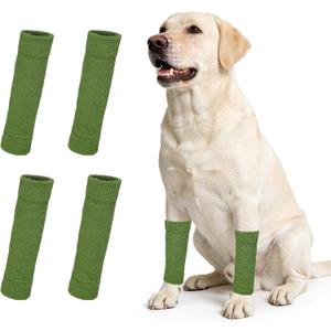 Dog Leg Warmers, Soft Dog Elbow Protector Sleeve Joint Protection Winter Warm Knitted Pet Leg Socks, (Green, XL, 4Pcs), Intended for Puppies Cats