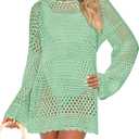 PRETTYGARDEN Women's 2025 Swimsuit Cover Ups Crochet Knit Bathing Suit Swimwear Summer Dresses Fashion Beach Vacation Clothes (Green, XXL)